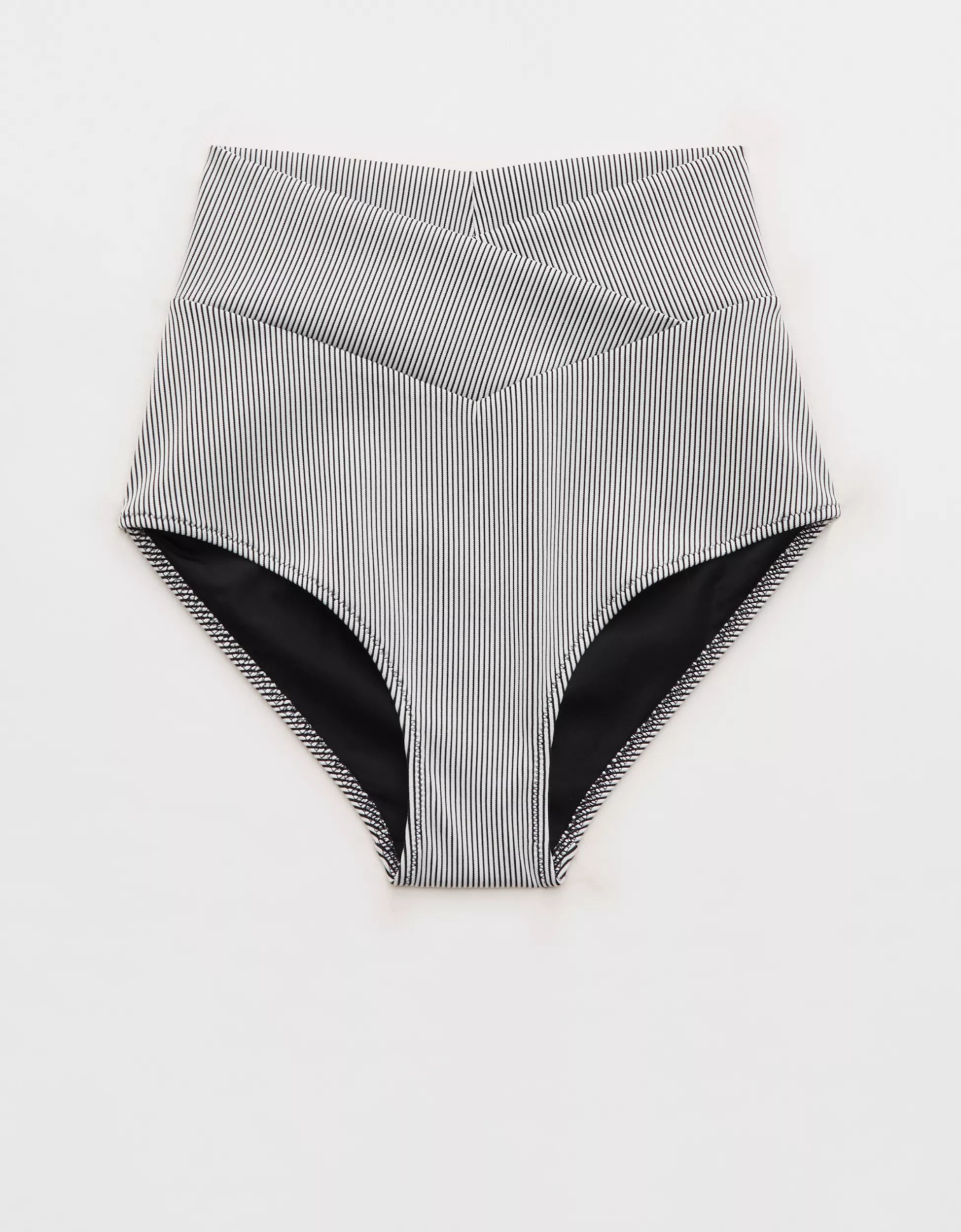 Aerie Ribbed High Waisted Full Coverage Crossover Bikini Bottom | American Eagle Outfitters (US & CA)