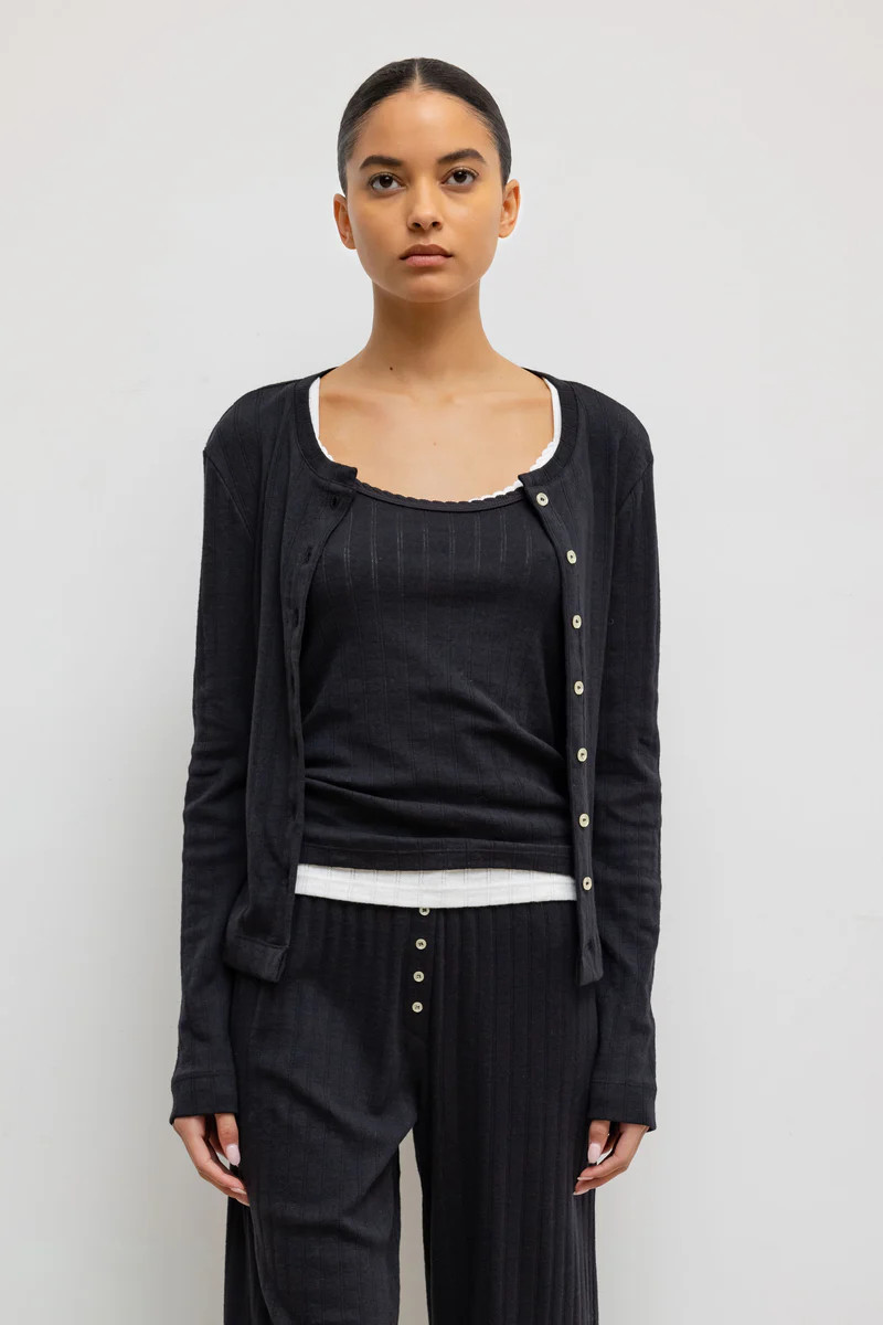 Pointelle Classic Crew Cardigan | LESET