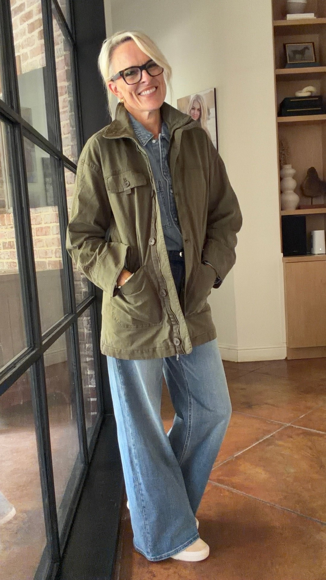 This is one of those easy layers I reach for when the weather can’t quite make up its mind. An olive utility jacket over a denim shirt with wide-leg jeans feels casual and pulled together, and the neutral colors make everything easy to mix and match.

I love this combination for everyday wear, errands, travel, or a casual weekend. The jacket also works beautifully over a tee, sweater, or even a simple dress when you want an extra layer.

#LTKootd #LTKOver40 #LTKTravel