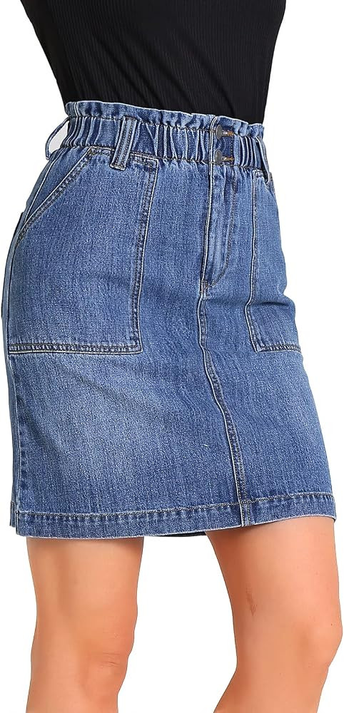 JEANIR Women's Rubber Scarf Waist Knee Length Skirt Elastic Waist A-Line Skirt Knee Length Midi S... | Amazon (US)