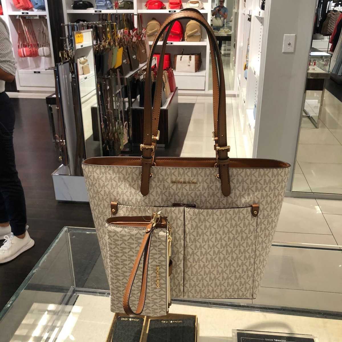 MICHAEL KORS WOMEN MEDIUM TOTE SHOULDER BAG HANDBAG PURSE +  PHONE HOLDER WALLET | eBay US