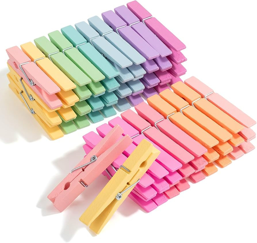 Mr. Pen- Wooden Clothes Pins, Natural Wood, 50 Pack, 2.9 Inch, Pastel Colors, Rust Resistant Clot... | Amazon (US)