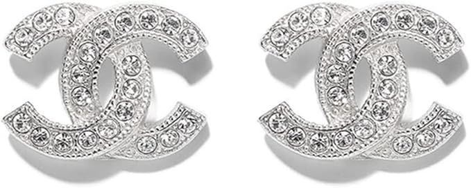 CC Earrings for Women,CC Stud Earrings with Timeless Crystal Studs,CC Earrings for Women CC Logo,... | Amazon (US)