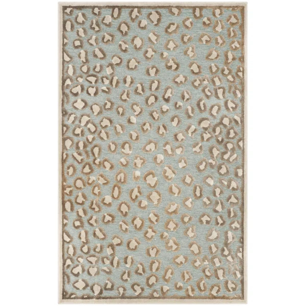 Banerjee Viscose Stone/Aqua Rug | Wayfair North America