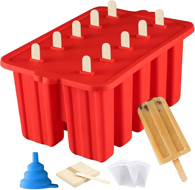 Silicone Popsicles Molds,10 Cavity Homemade ICE Popsice Molds Food Grade BPA-Free Pop Mold with P... | Amazon (US)
