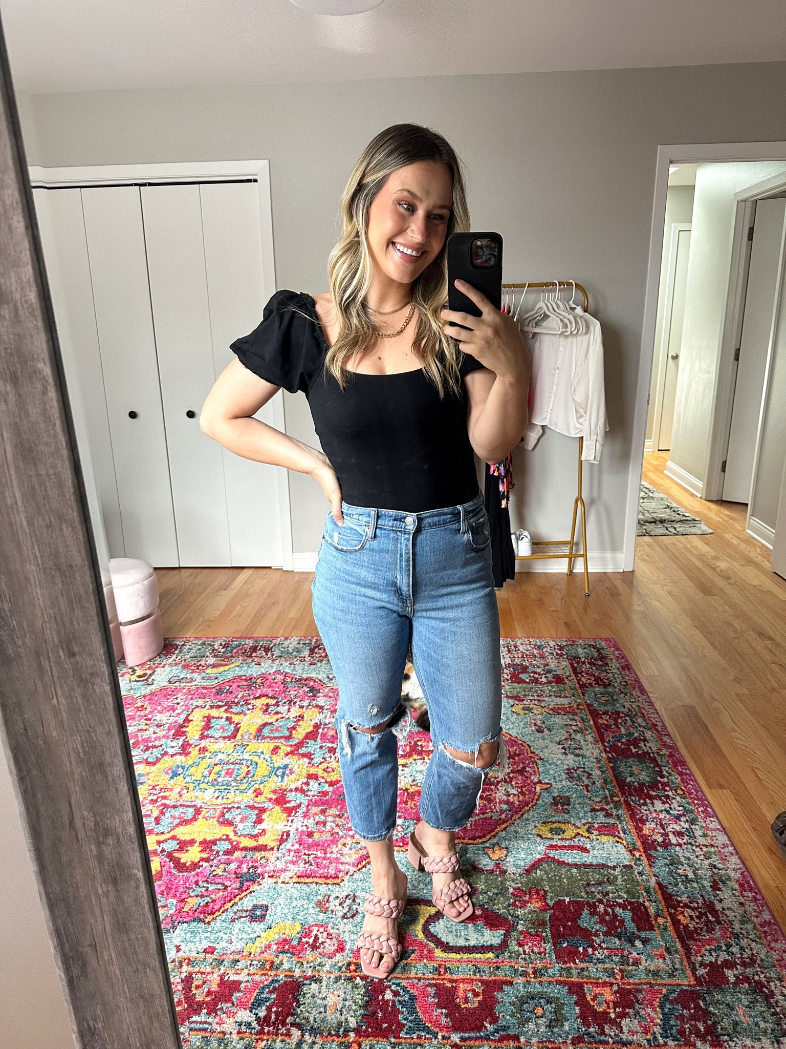 This bodysuit is an amazon find and so cute! My jeans are on sale and I linked these heel sandals #amazonfashion #summeroutgit 

#LTKunder50 #LTKshoecrush #LTKsalealert