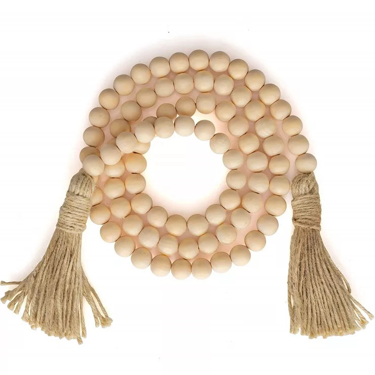 Ornativity Natural Wooden Beads Garland - 5 ft | Target