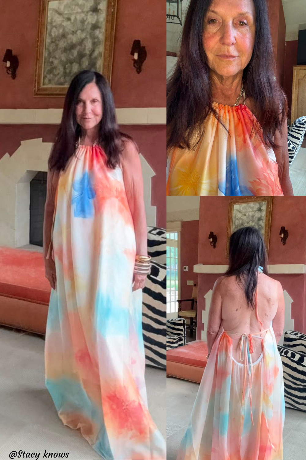 Chase the sun in the ultimate getaway look. This watercolor print halter maxi dress features a breezy chiffon silhouette, effortless sleeveless cut, and a stunning backless design that’s practically made for beachside dinners and resort strolls. It’s lightweight, flowy, and packs like a dream for your next vacation. Tap the link to shop this stunning summer find.
#VacationOutfits #ResortWear #SummerDresses #MaxiDresses #ChiffonDress #WatercolorPrint #BeachStyle #HalterDress #LTKtravel #LTKstyletip 

 #LTKootd #LTKSeasonal #LTKOver40
