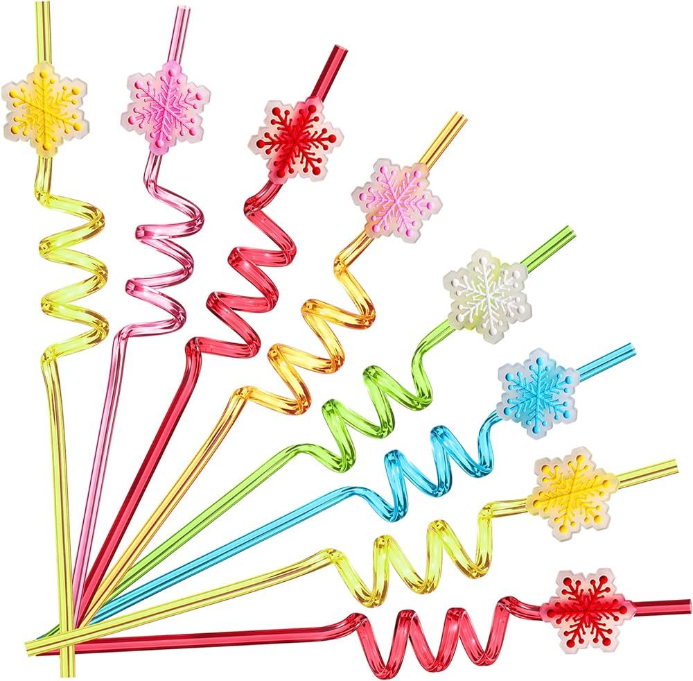24 Reusable Snowflake Straws for Snowflake Winter Party Supplies Favors Wonderland Frozen Birthda... | Amazon (US)