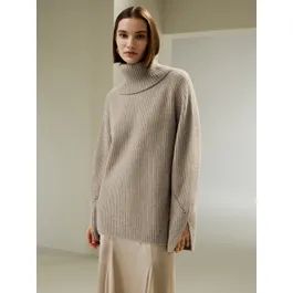 Oversized Merino Wool Sweater with Slit Sleeves | LilySilk
