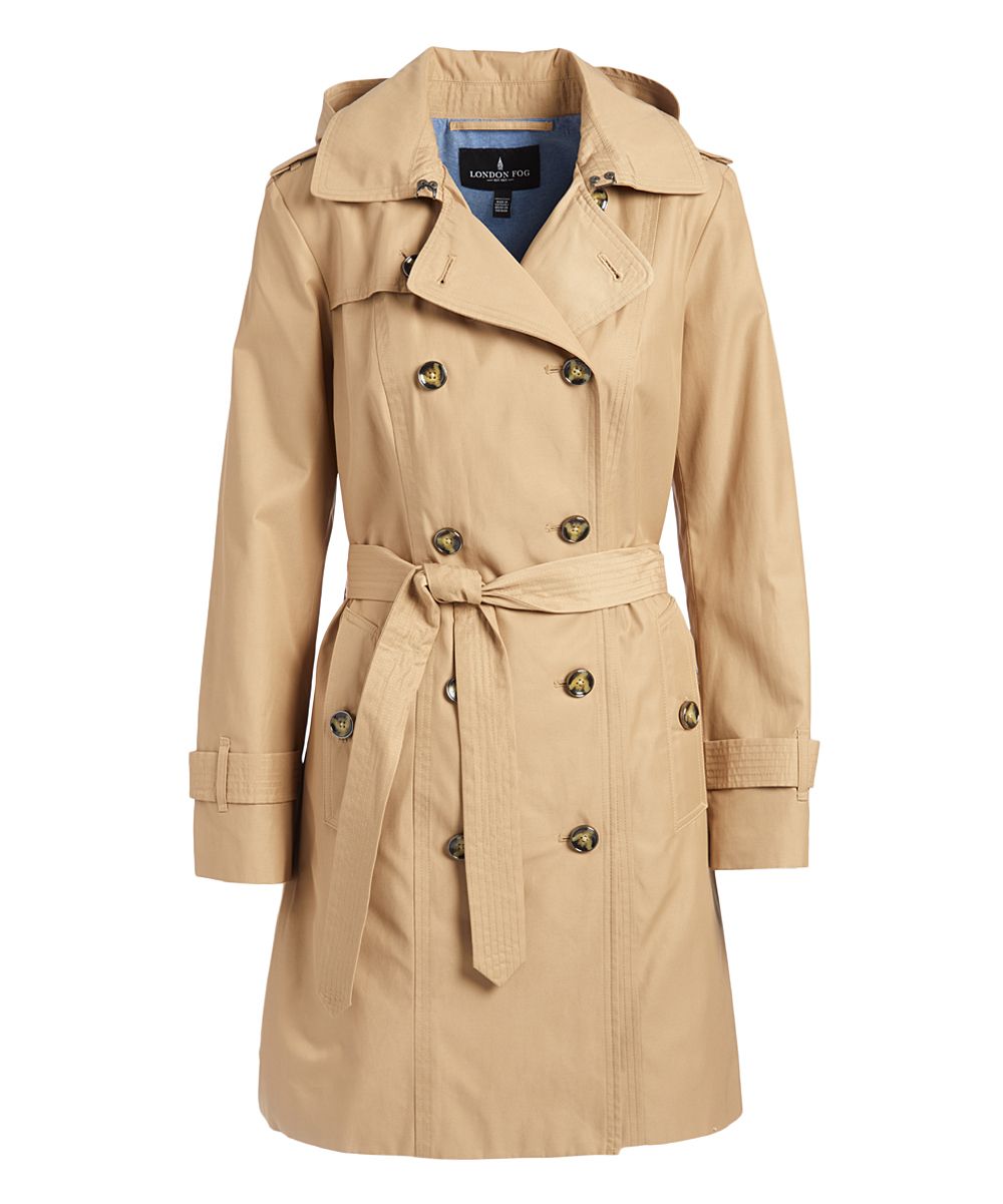 Brown Khaki Double Breasted Belted Trench Coat - Women | zulily