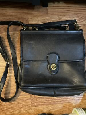 Bolso bandolera de hombro COACH Willis negro de cuero vintage con correa | eBay US