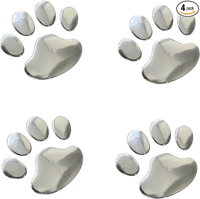 LZLRUN 3D Dog Paw Footprint Sticker Decal Auto Car Emblem Decal Decoration (Silver) | Amazon (US)