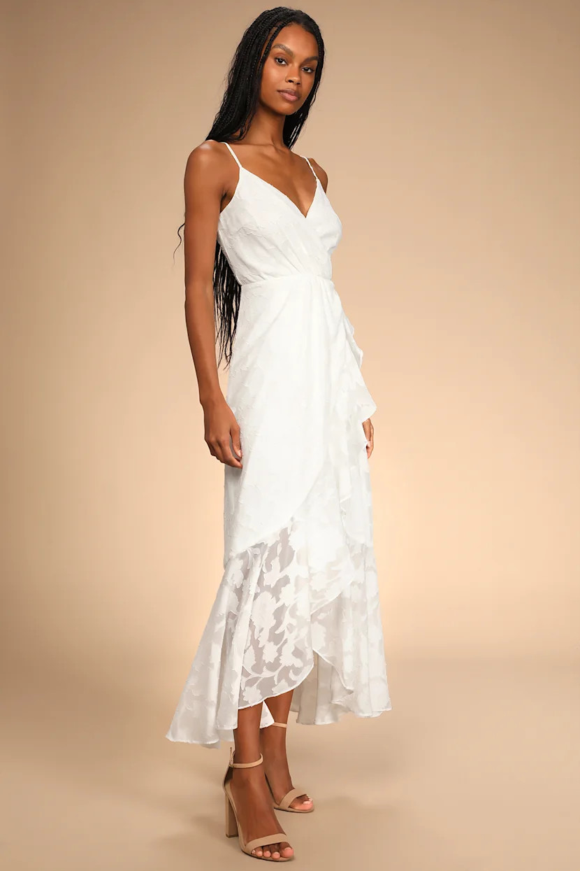 Near Your Heart White Burnout Floral High-Low Dress | Lulus (US)