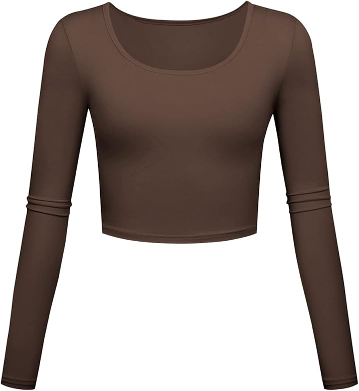 KLOTHO Lightweight Yoga Crop Tops Slim Fit Long Sleeve Workout Shirts for Women | Amazon (US)