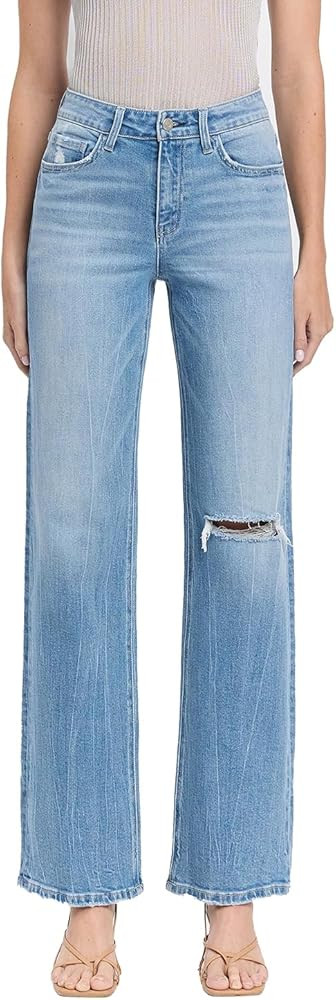VERVET High Rise Distressed Slim Wide Jeans T6571 | Amazon (US)