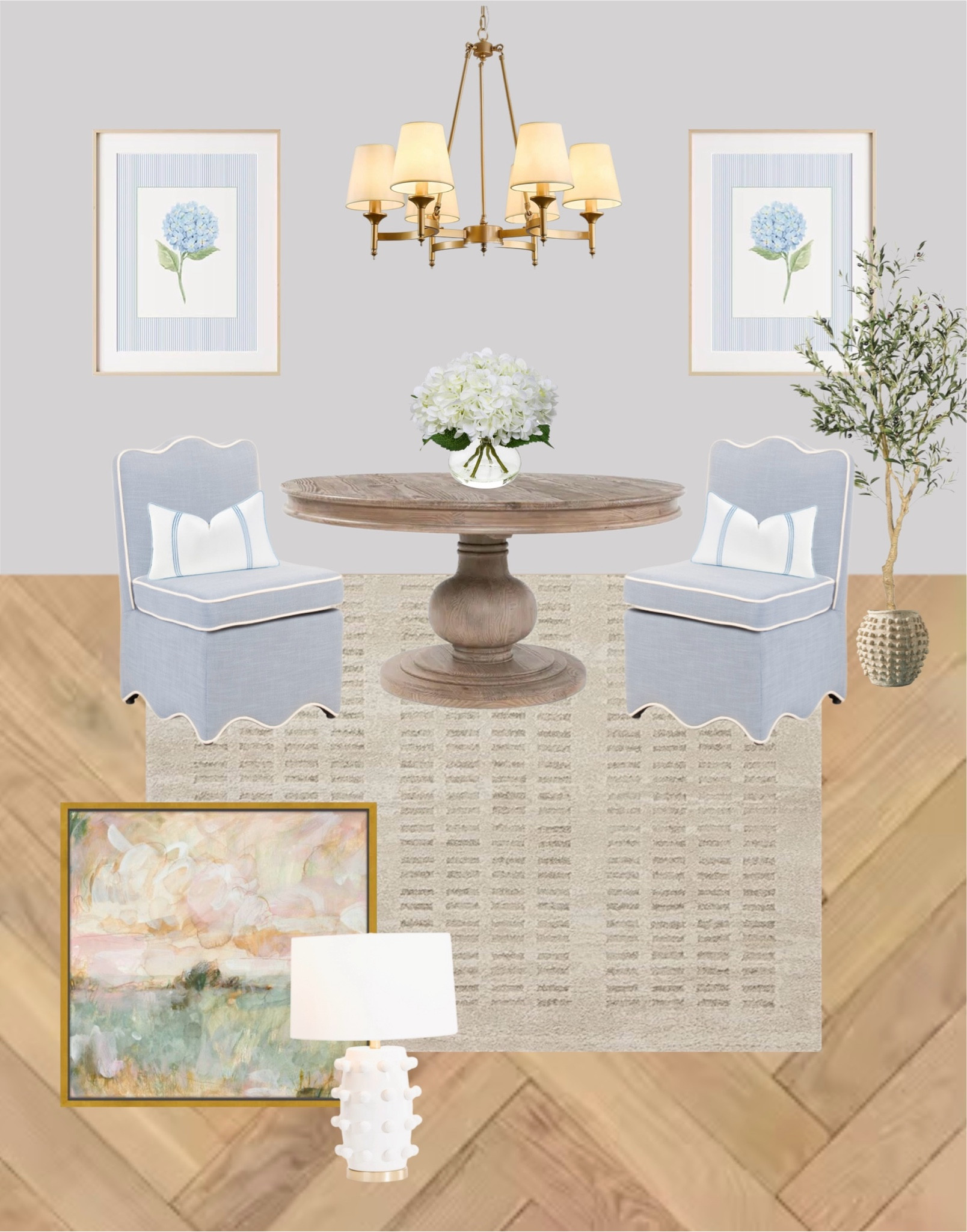 Lillian August blue scalloped chair sale
Amazon home template
Dining room interior design
One kings painting coffee fields
Ceramic dotted lamp 
Blue hydrangea painting
Gold chandelier 
Round kitchen table 

#LTKSaleAlert #LTKHome #LTKMostLoved