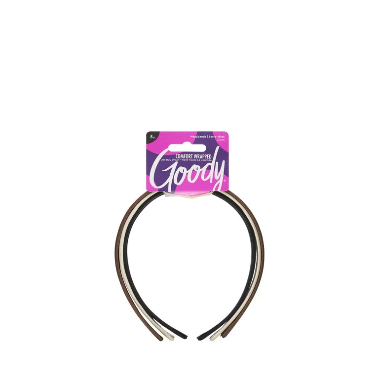 Goody Fabric Covered Headbands for All Hair Types, Neutral Tones, Comfort Fit, 3 Ct | Walmart (US)