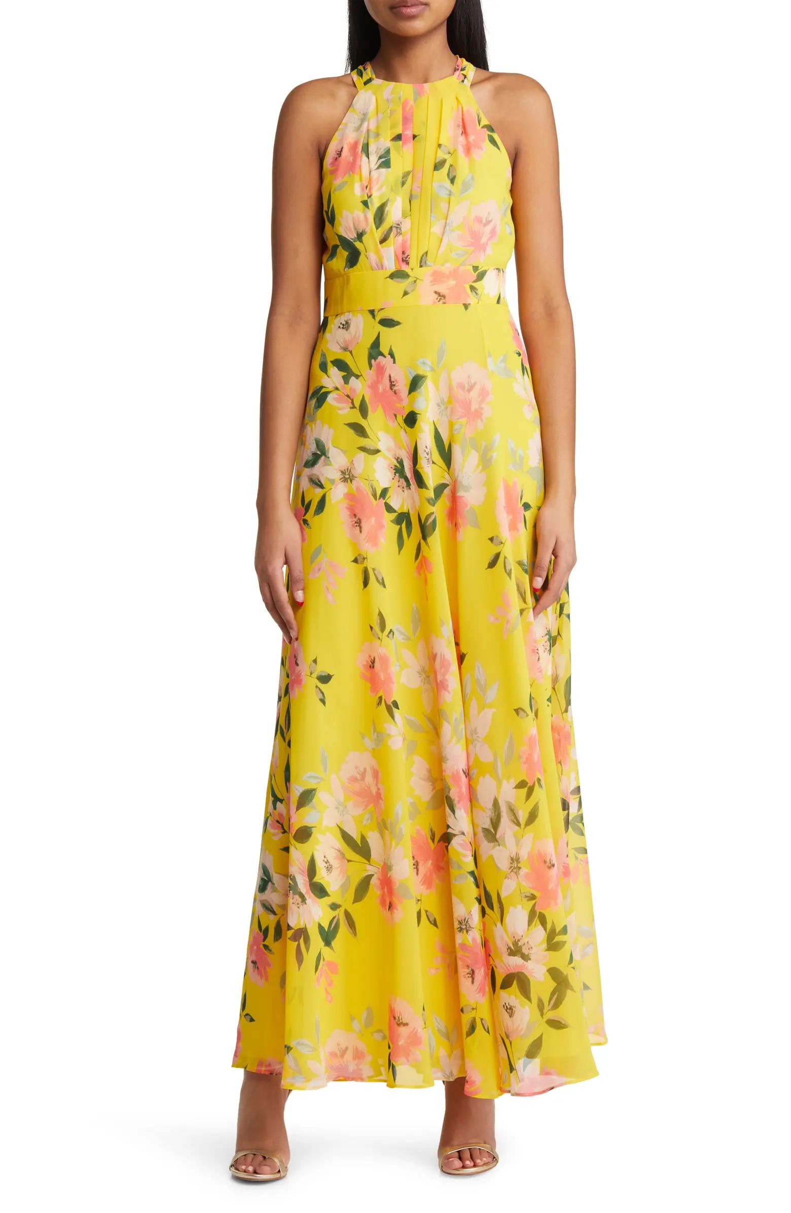 Eliza J Floral Halter Maxi Dress | Nordstrom | Nordstrom