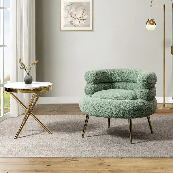 Actaeus Upholstered Accent Barrel Chair with Metal Base - SAGE | Bed Bath & Beyond