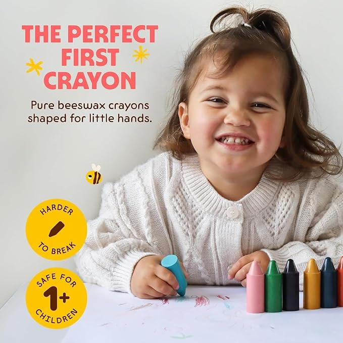 Honeysticks 100% Pure Beeswax Crayons (12 Pack) - Non Toxic Crayons for Toddlers 1-3, Safe for Ba... | Amazon (US)