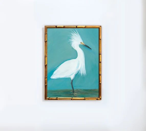 FRAMED 9x11 Egret Painting Watercolor Pastel Bird Print | Etsy | Etsy (US)