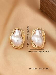 1pair Vintage Elegant Pearl Stud Earrings For Women | SHEIN