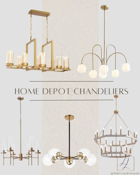 A round-up of Home Depot chandeliers! 

Gold light fixture, brass chandelier, modern lighting, traditional, home decor, fixture with glass shade, globe shade

#LTKU #LTKSeasonal #LTKhome