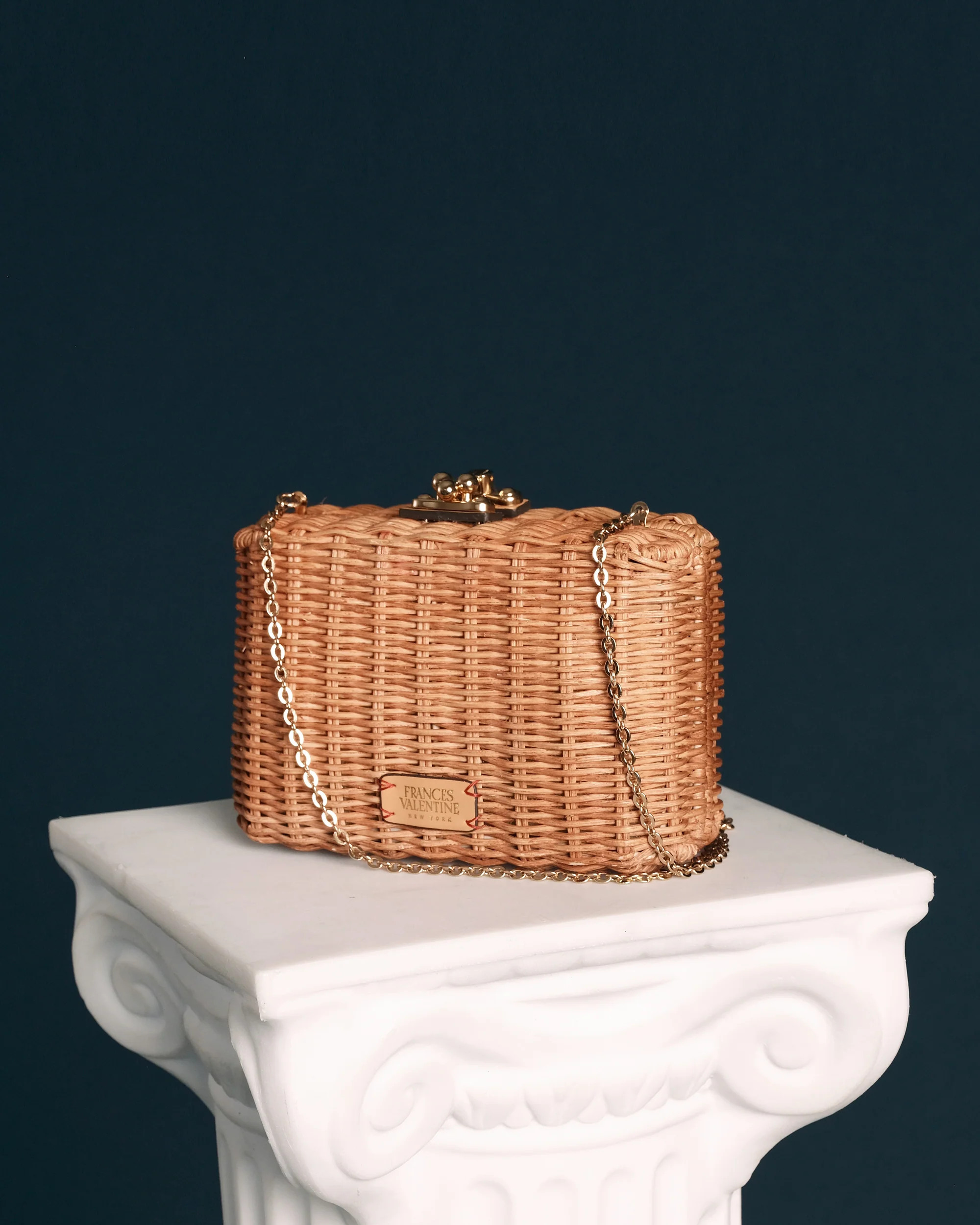 Paige Wicker Box Clutch Toast | Frances Valentine