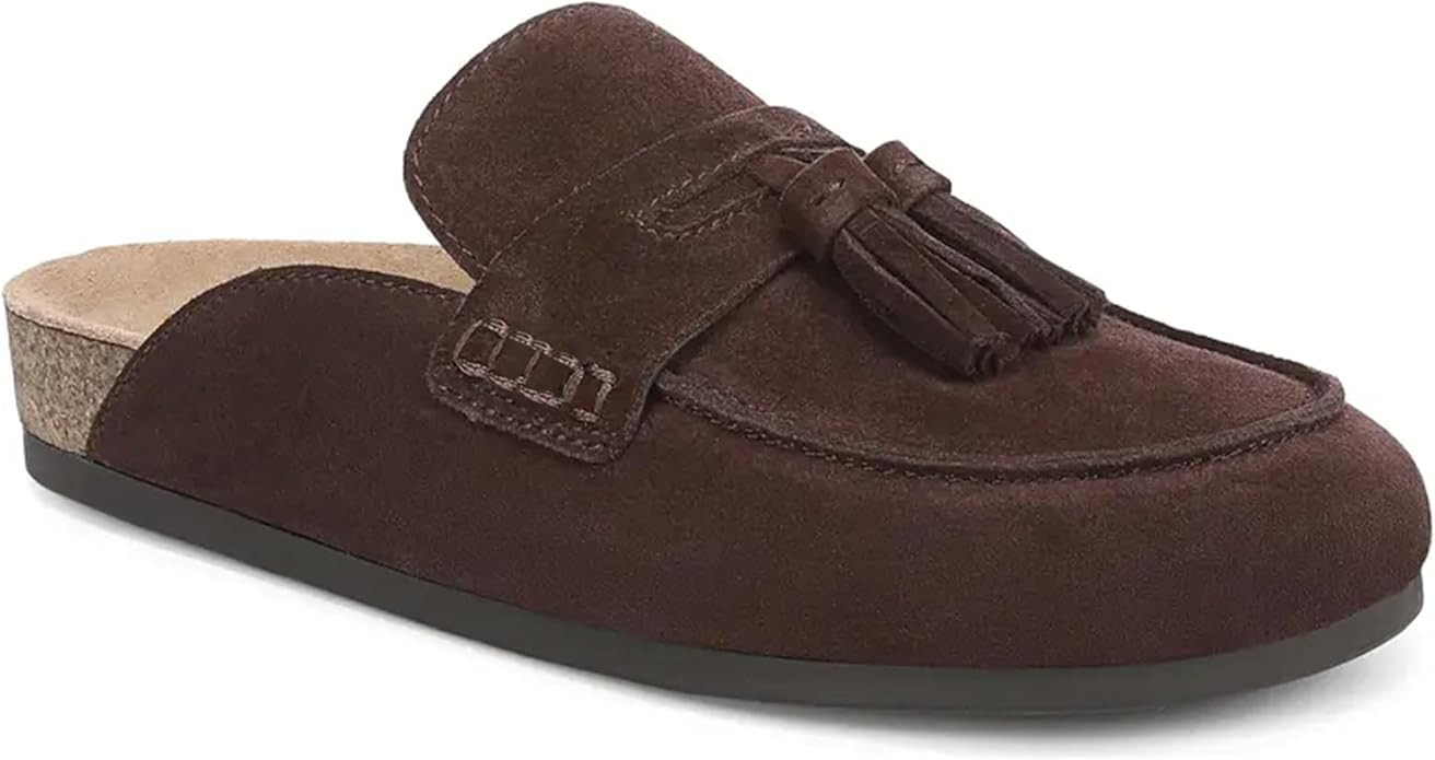 Faux Suede Mules for Women Tassel Flat Loafers Comfort Clog Mules Slip on Round Toe Casual Boat S... | Amazon (US)