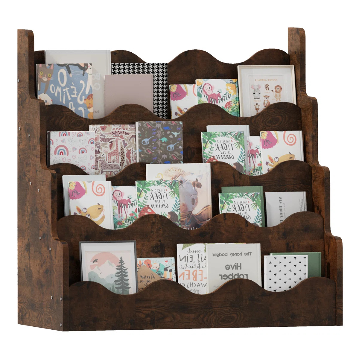 Wavy Wooden Front Facing Bookshelf | Wayfair North America