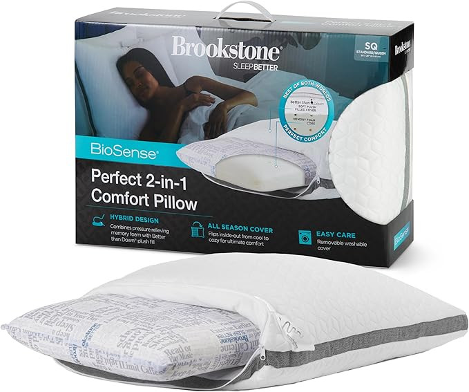 Brookstone 2-in-1 Comfort Memory Foam Pillow with Better Than Down Fill for Firm Yet Plush Feel |... | Amazon (US)