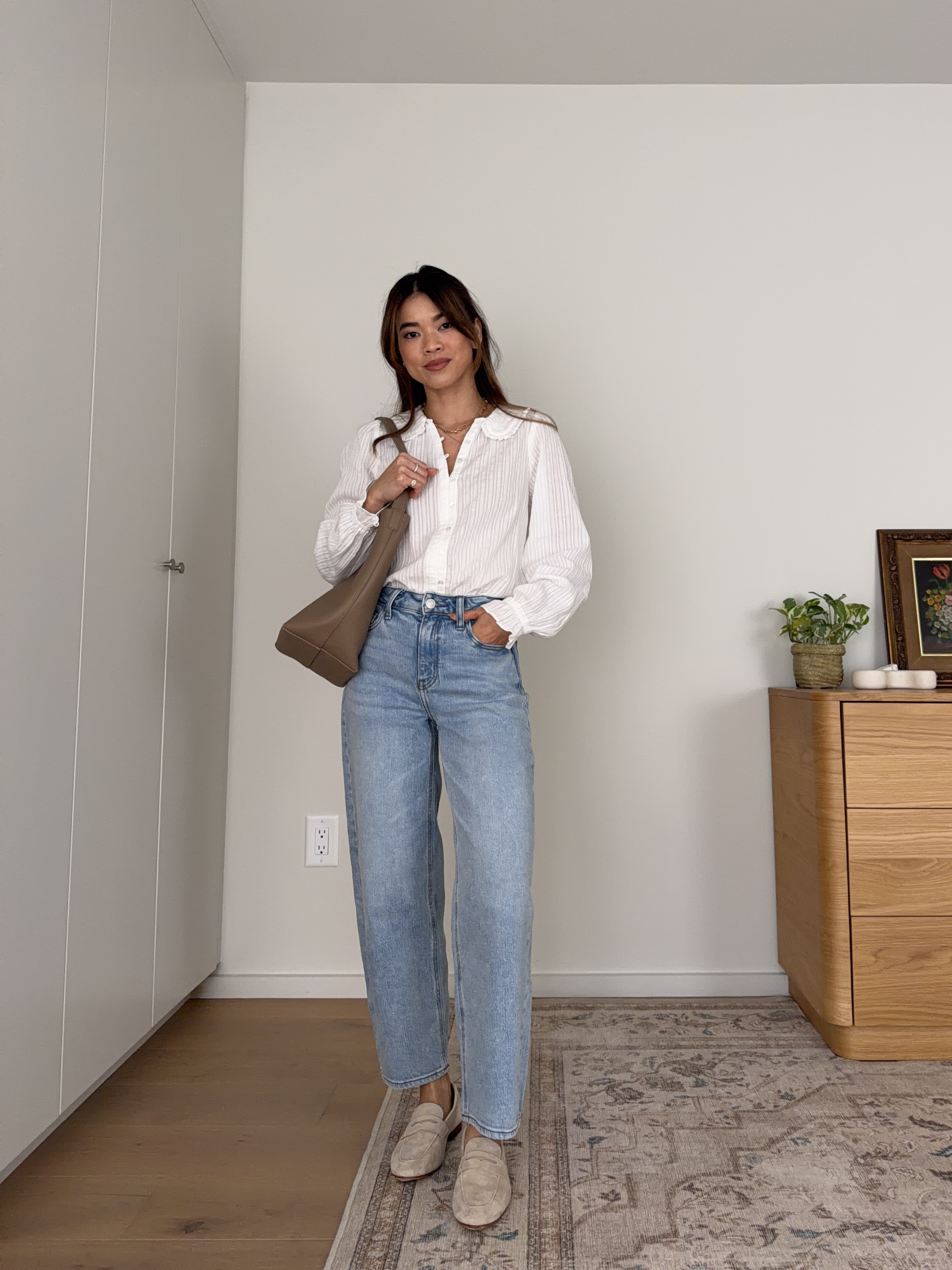 I love this @Quince blouse! So cute for fall. 

Sizing info: 
-Quince Embroidered Cotton Ruffle Collar Long Sleeve Blouse (Size XS in White) 
-Quince Bella Stretch Barrel Jeans (Size 24 short in Cool Blue)

petite fashion, get dressed with me, outfit inspiration, ootd, nashville outfit, Nashville influencer, petite style, vacation style, casual outfits, mom style, petite pants, fall outfits, fall outfit info, fall pants, fall outfit idea, fall top, fall sweater, fall shoes, quince, summer top, petite jeans, barrel jeans, quince, quince jeans, quince haul, summer blouse, fall blouse, fall loafers

#LTKootd #LTKSeasonal #LTKPetite