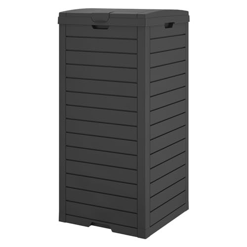 LHBGO Outdoor Trash Can, 31 Gallon Garbage Can with Tiered Lid and Drip Tray, Waterproof Resin Patio Waste Bin for Garden, Backyard, Deck | Amazon (US)
