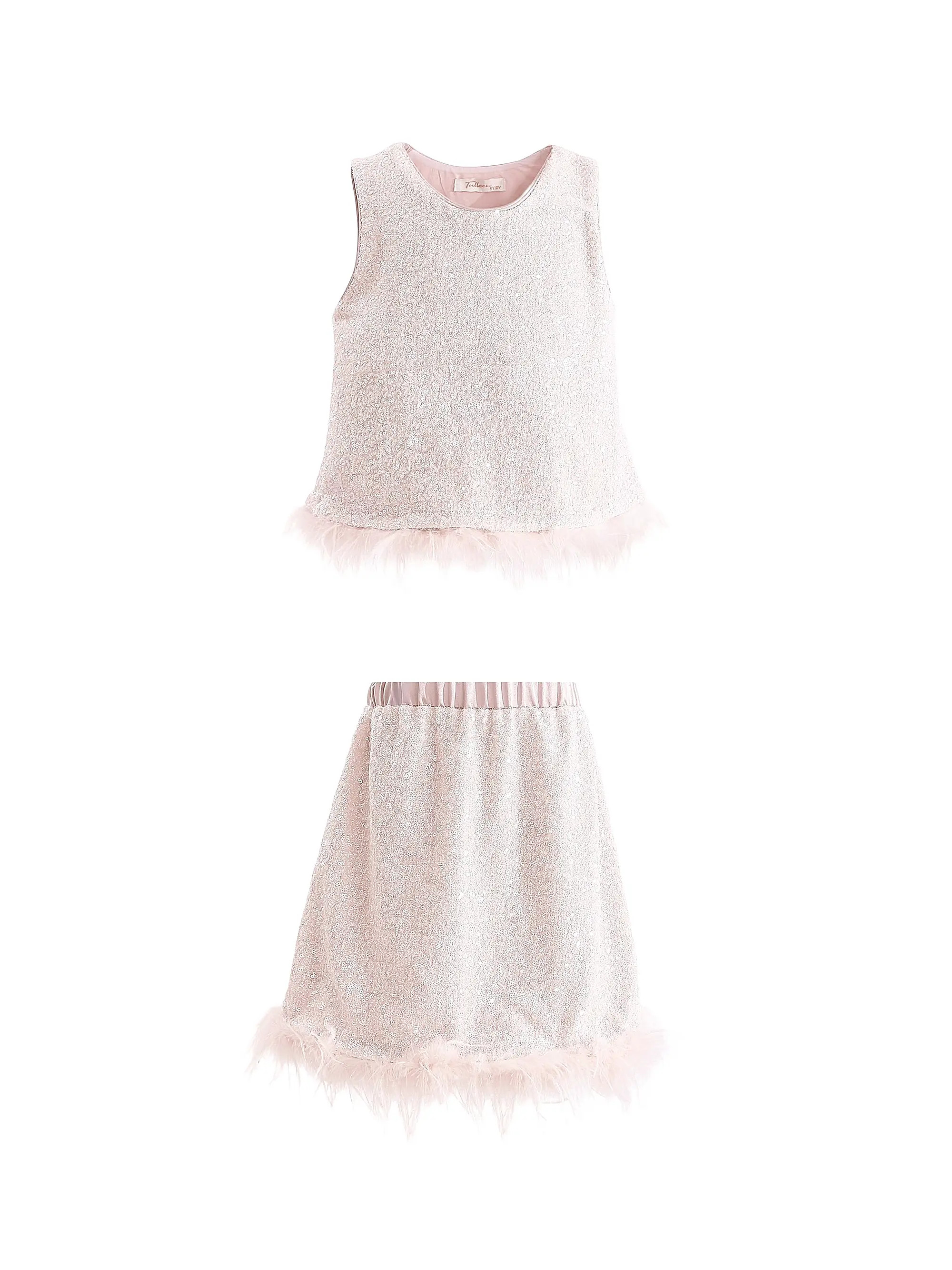Little Girl's & Girl's Sequin Feather-Trim Outfit Set | Saks Fifth Avenue