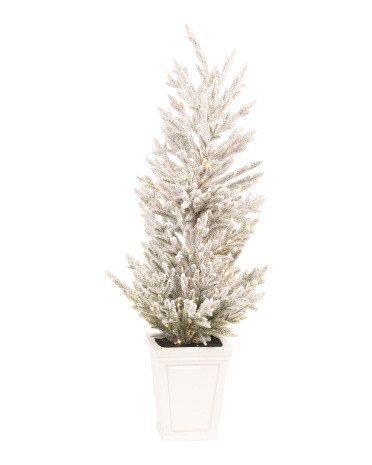 4ft Pre-lit Led Flocked Tree In Porch Pot | Plants & Planters | Marshalls | Marshalls