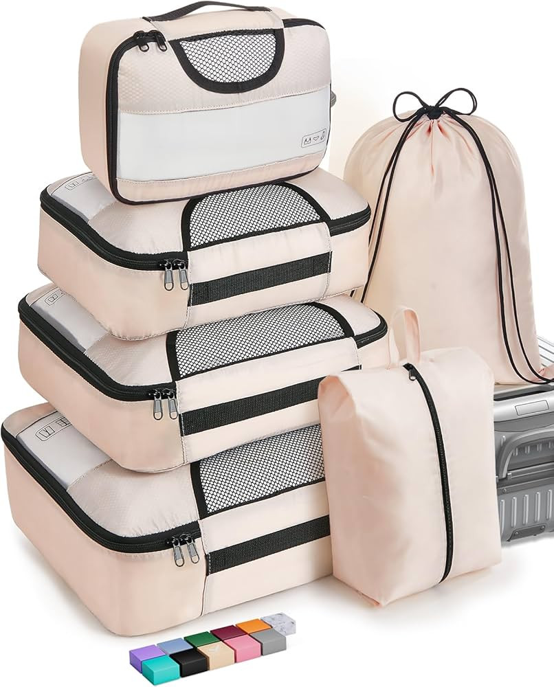 6 Set Packing Cubes for Suitcases, Travel Organizer Bags for Carry on Luggage, Veken Suitcase Org... | Amazon (US)