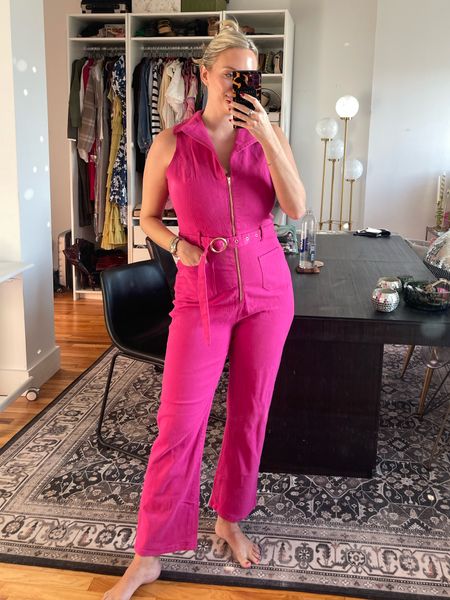 Pink Amazon jumpsuit that gives show me your mumu vibes 

#LTKfindsunder100 #LTKmidsize #LTKstyletip