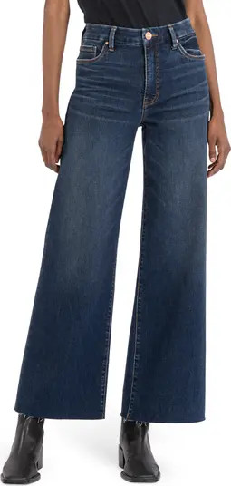 Meg Fab Ab High Waist Raw Hem Ankle Wide Leg Jeans | Nordstrom