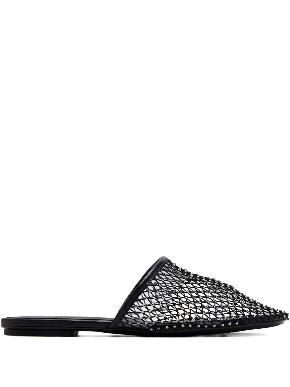 Schutz crystal-embellished Mesh Flat Mules | Black | FARFETCH UK | Farfetch Global