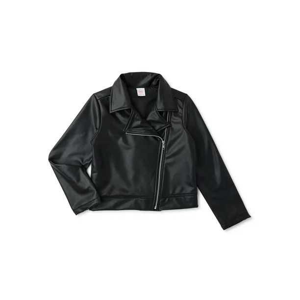 Wonder Nation Girls Long Sleeve Faux Leather Moto Jacket, Sizes 4-18 & Plus - Walmart.com | Walmart (US)