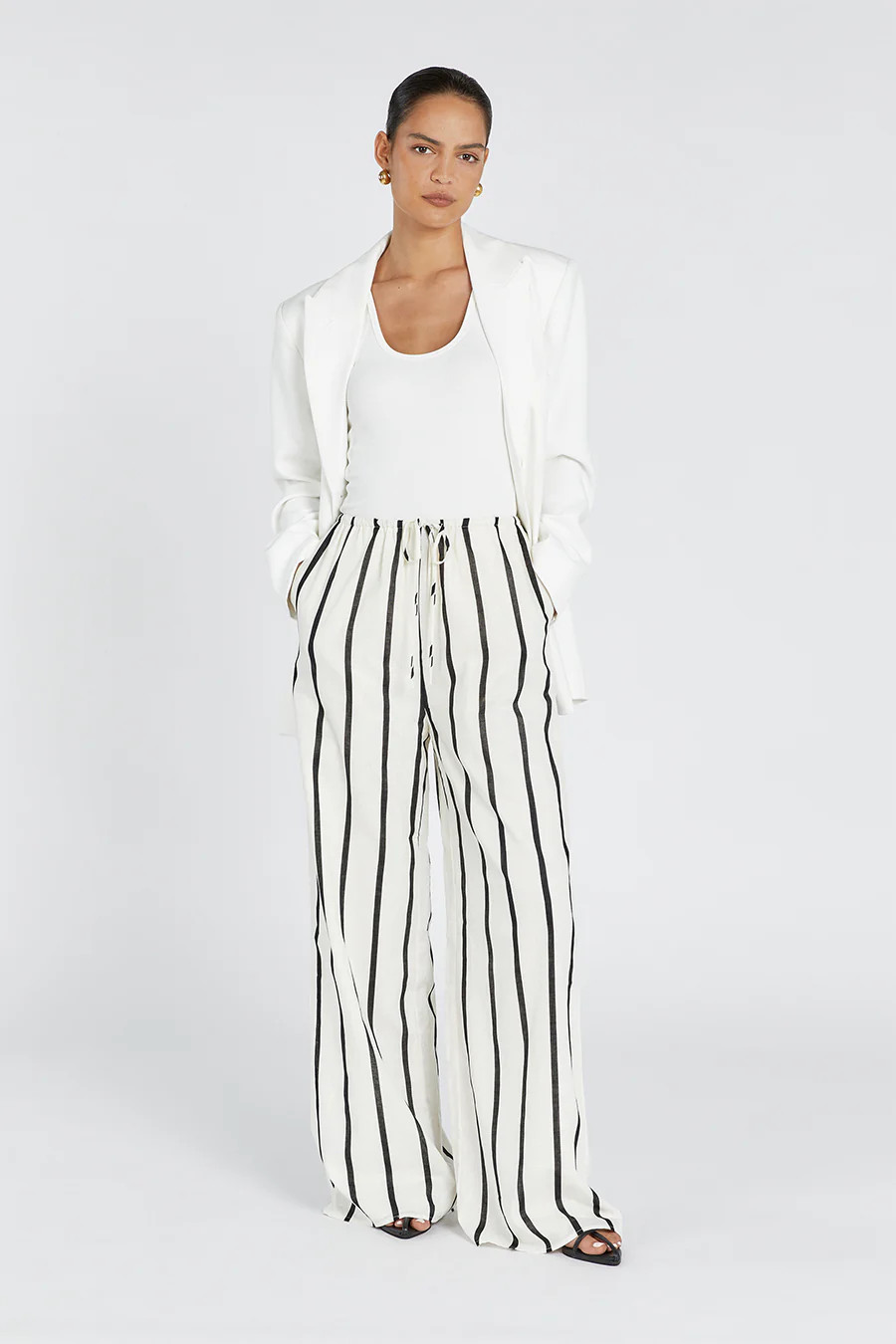 ELLIOTT CREAM STRIPE LINEN PANT | DISSH