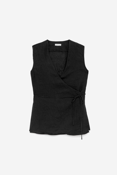 Linen Wrap Top – Black – Women – ARKET GB | Arket UK