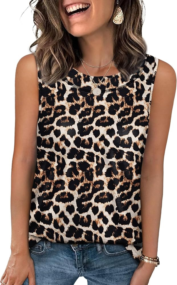 WIHOLL Tank Tops for Women Summer Outfits 2026 Crew Neck Casual Sleeveless Shirts Blouses Clothes | Amazon (US)