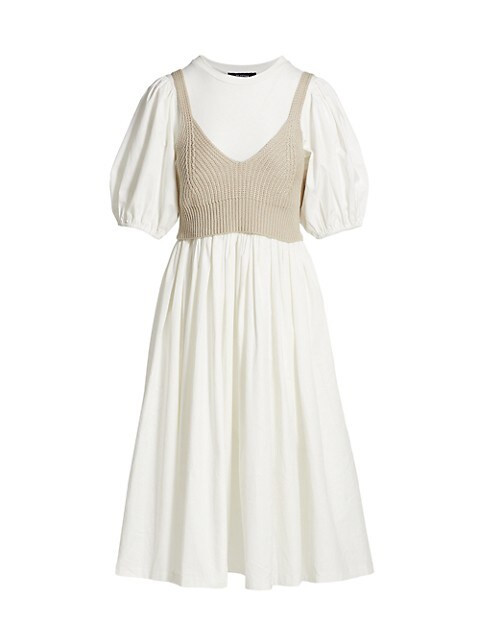 Two-Piece Poplin Midi Dress & Knit Tank Set | Saks Fifth Avenue
