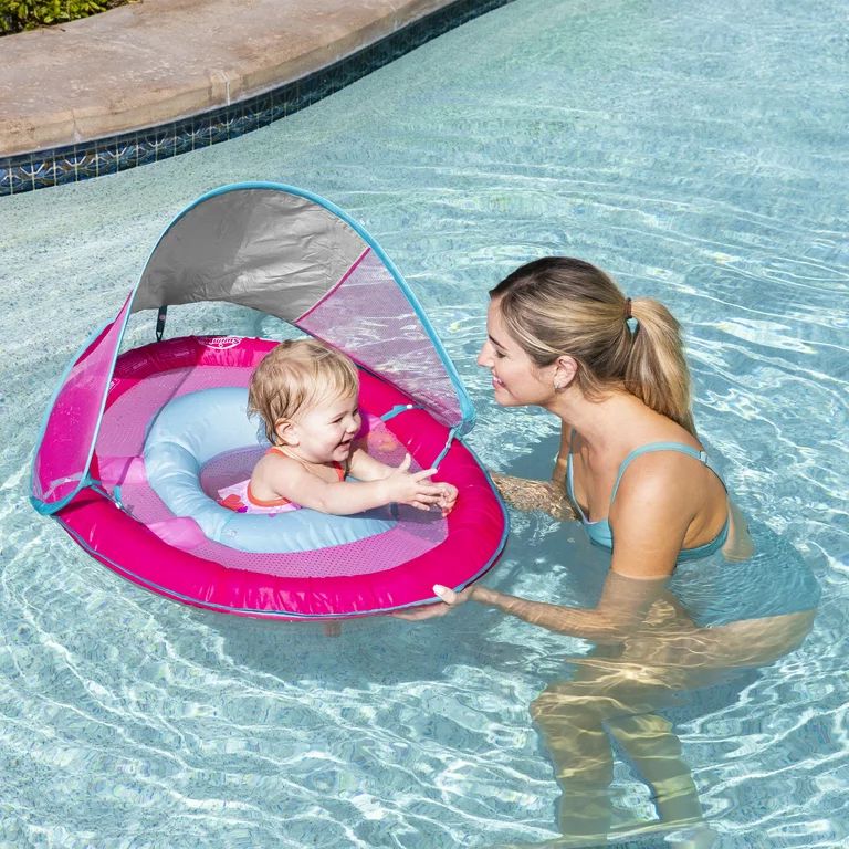 SwimWays Baby Spring Float Sun Canopy, Inflatable Pool Float for Baby Girls, Pink | Walmart (US)