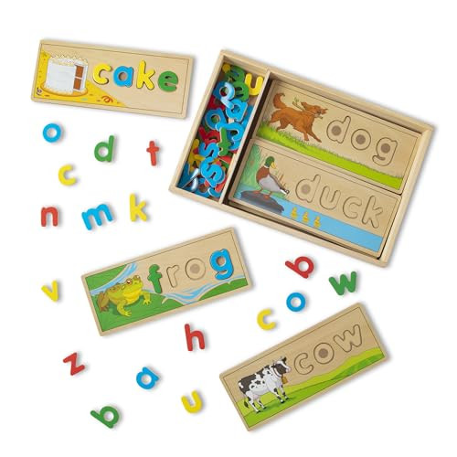 Melissa & Doug See & Spell Wooden Educational Toy with 8 Double-Sided Spelling Boards and 64 Letters Preschool Learning Activities, See & Spell Learning Toys for Kids Ages 4+ | Amazon (US)