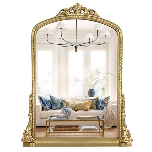 Decor Trends Traditional Ornate Arch Wall Mirror Vintage Fireplace Mirror Mantel Decor, Antique Gold, 36 inches x28 inches, Baroque Inspired Wall Mirror, 28 inches W x 36 inches L, 21004-GD | Amazon (US)