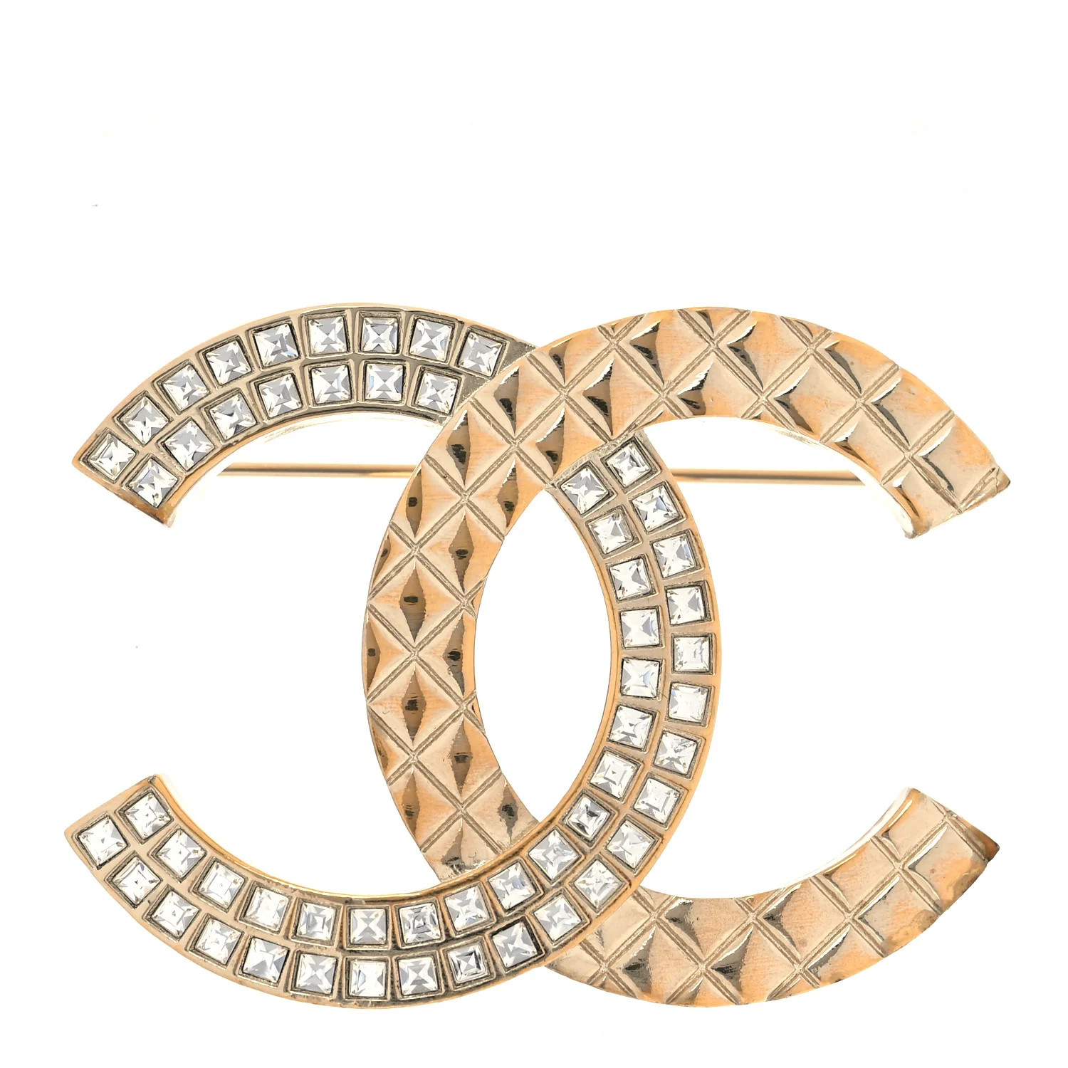 CHANEL Baguette Crystal Quilted CC Brooch Gold | FASHIONPHILE | FASHIONPHILE (US)