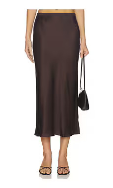 ANINE BING Bar Silk Skirt in Deep Brown from Revolve.com | Revolve Clothing (Global)